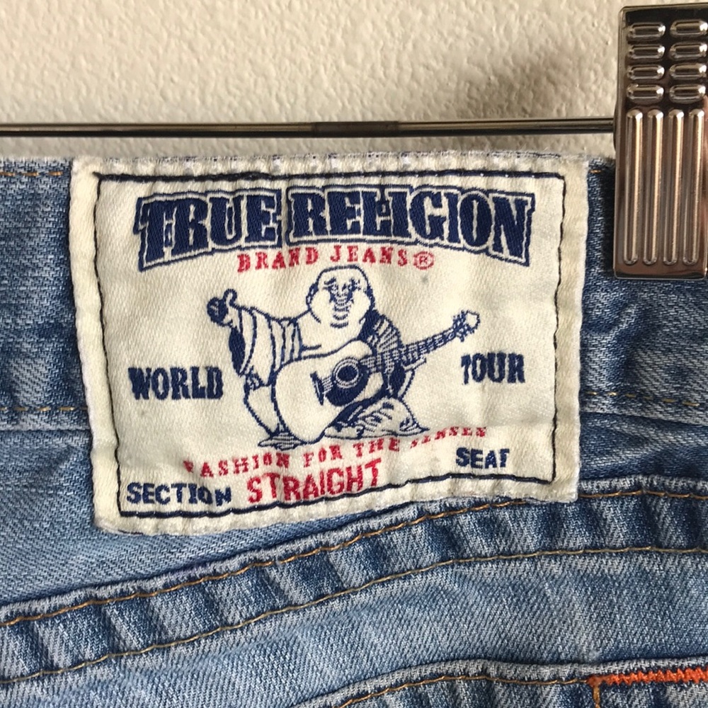 True Religion Straight Worn Distressed Jeans 33"